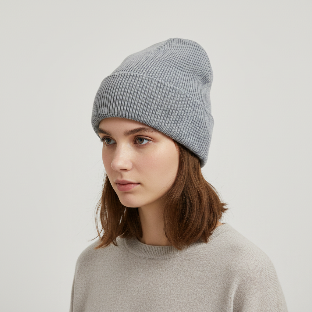 Men's Ribbed Knit Beanie Hat with Folded Cuff and Slouchy Crown Winter - Image 7