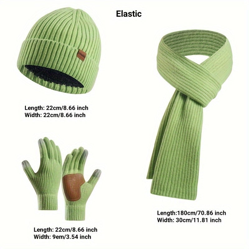 Men's Ribbed Knit Winter Scarf Gloves Set with Fleece Lined Beanie and Touchscreen Compatible Fingertips - Image 7