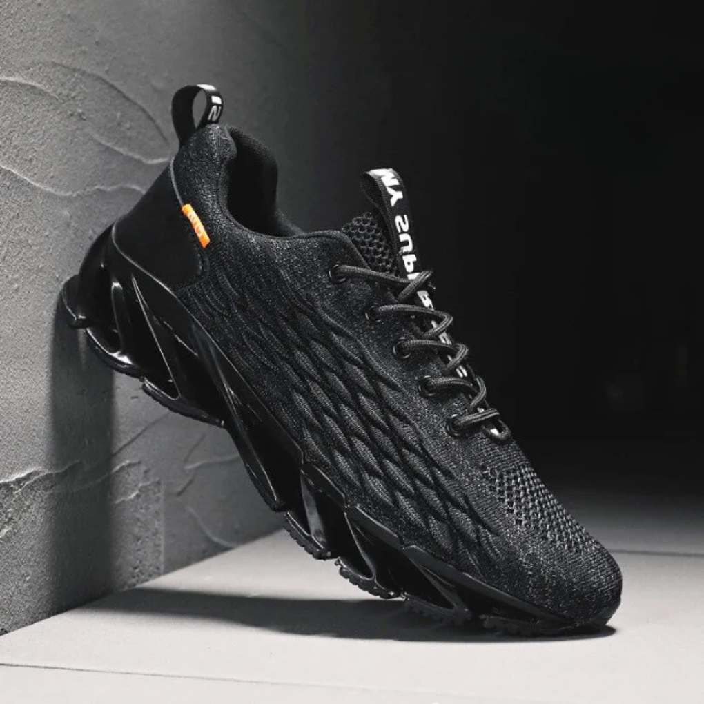 Men's Running Shoes with Knit Upper Lace-Up Closure and Grip Sole - Image 3
