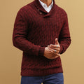 Men's Shawl Collar Sweater with Button Detail and Textured Knit Pullover - Image 1