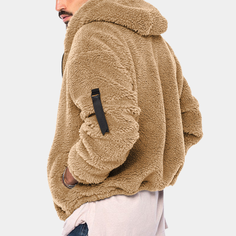 Men's Sherpa Fleece Jacket Full Zip Hooded with Utility Pockets - Image 2