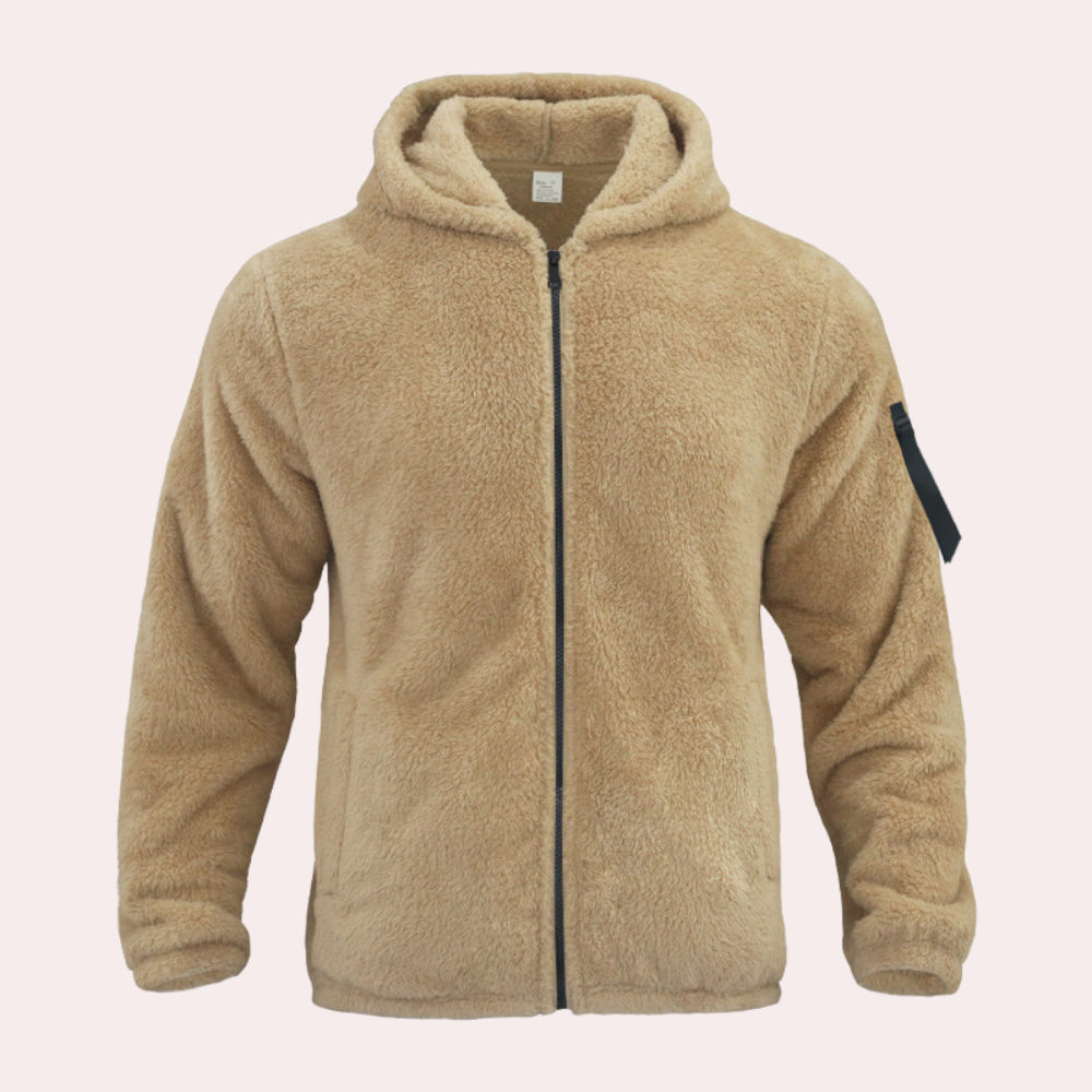 Men's Sherpa Fleece Jacket Full Zip Hooded with Utility Pockets - Image 3