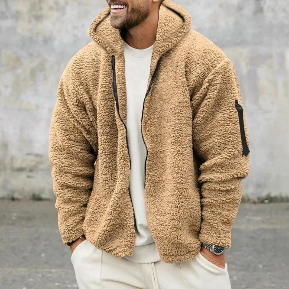 Men's Sherpa Fleece Jacket Full Zip Hooded with Utility Pockets - Image 6