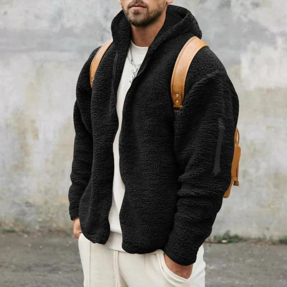 Men's Sherpa Fleece Jacket Full Zip Hooded with Utility Pockets - Image 7