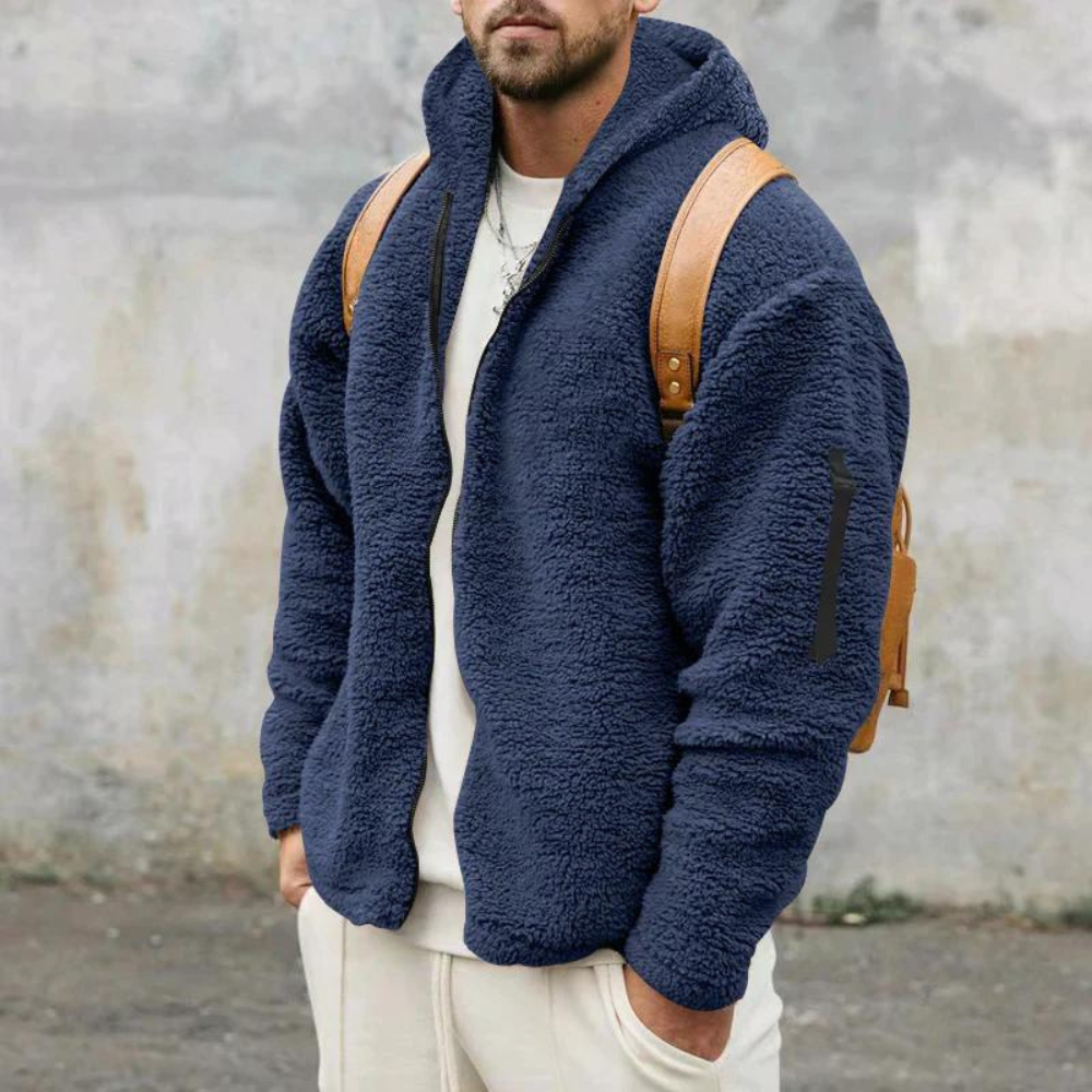 Men's Sherpa Fleece Jacket Full Zip Hooded with Utility Pockets - Image 8