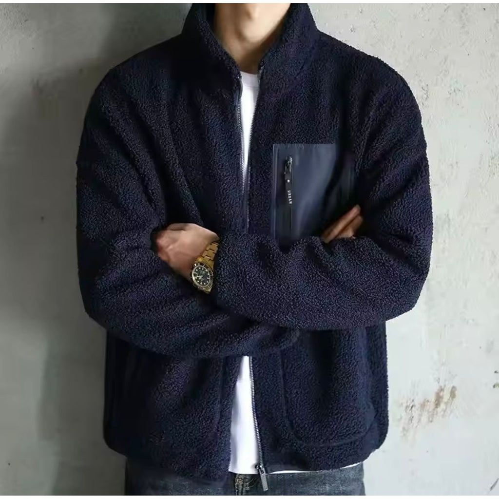 Men's Sherpa Fleece Jacket with Full Zip and Chest Pocket - Image 1