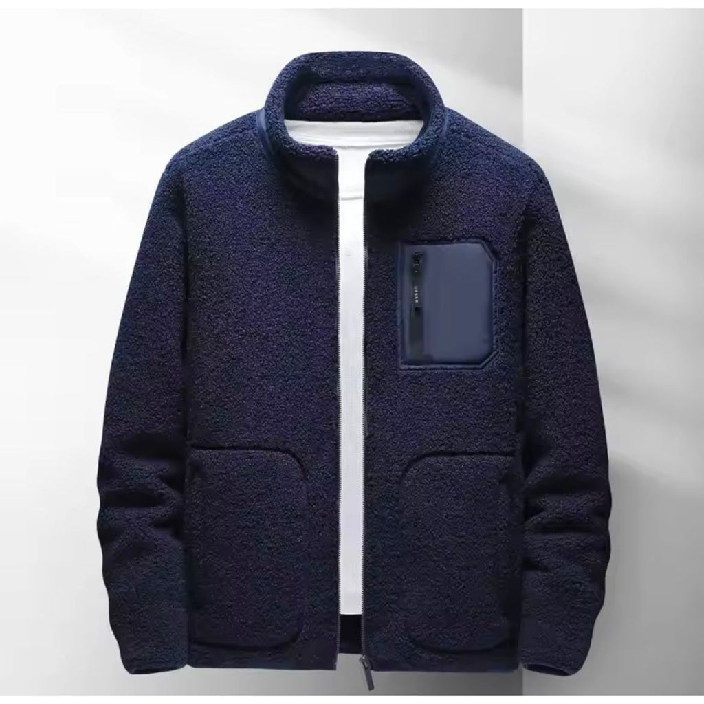 Men's Sherpa Fleece Jacket with Full Zip and Chest Pocket - Image 2