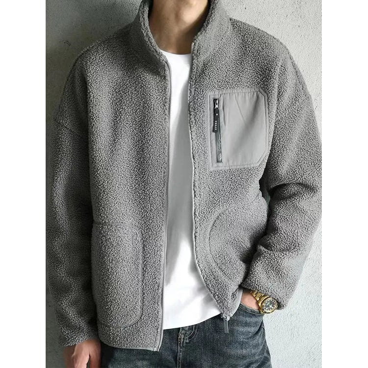 Men's Sherpa Fleece Jacket with Full Zip and Chest Pocket - Image 4