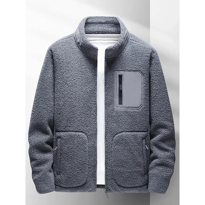 Men's Sherpa Fleece Jacket with Full Zip and Chest Pocket - Image 5
