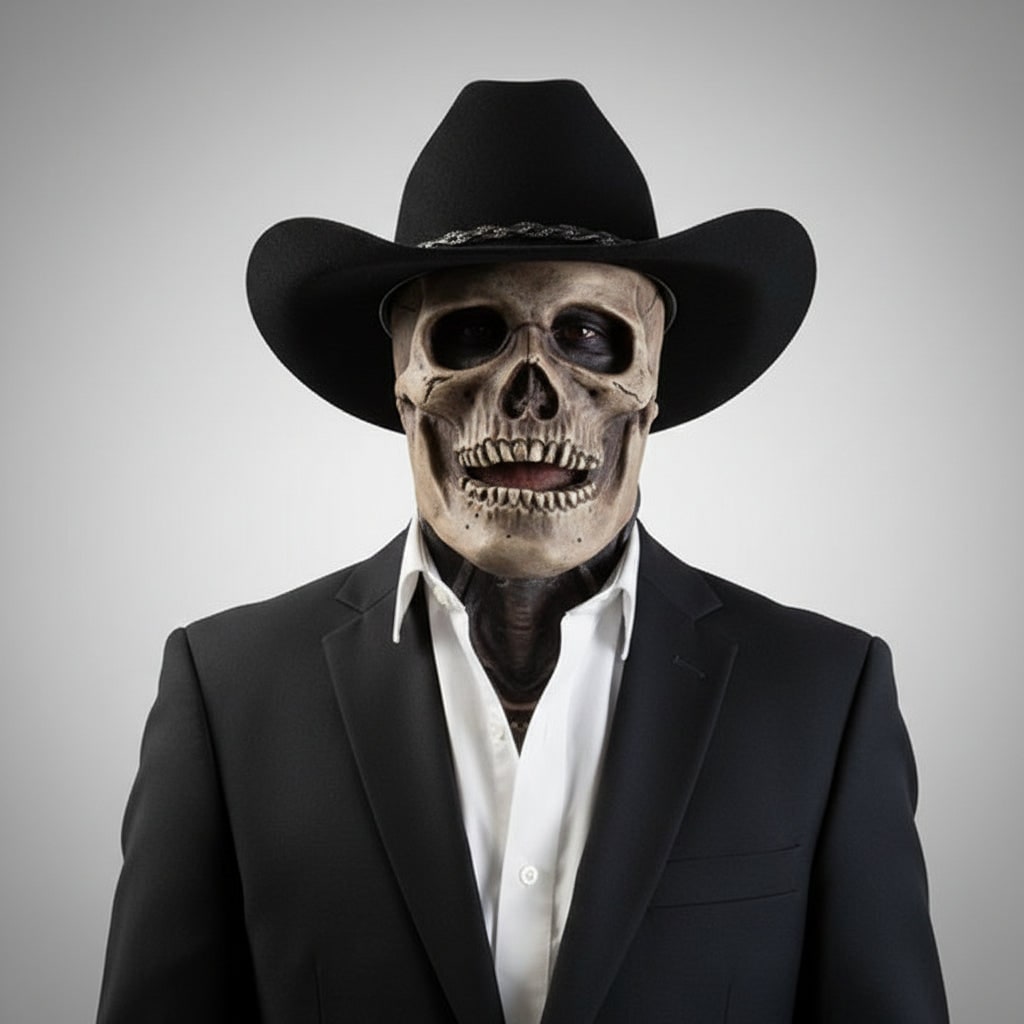Men's Skull Mask with Integrated Chest Bib and Skeletal Details for Halloween Costumes - Image 2