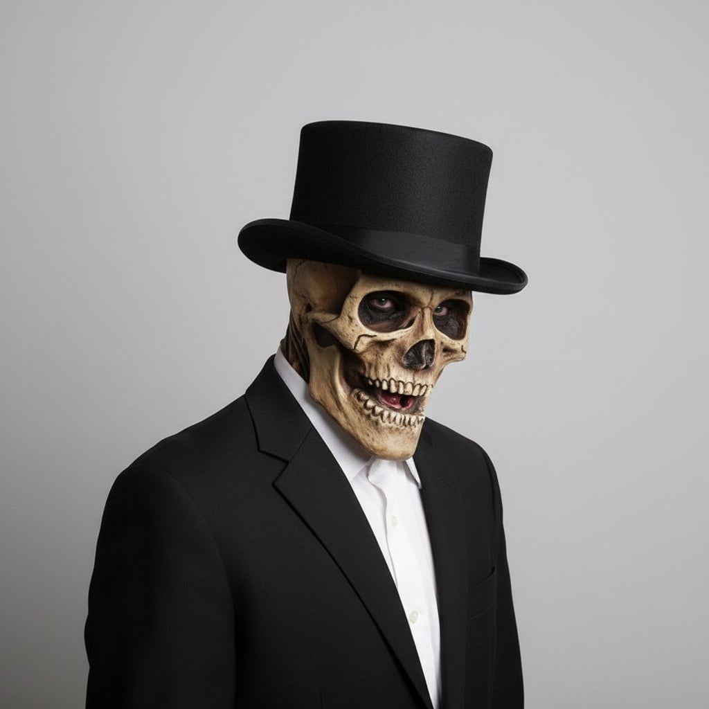 Men's Skull Mask with Integrated Chest Bib and Skeletal Details for Halloween Costumes - Image 3