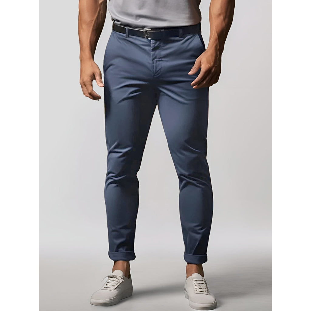 Men's Slim Fit Chino Pants with Stretch Cotton Blend and Tapered Leg - Image 2