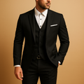 Men's Slim Fit Three Piece Suit Jacket Vest and Trousers with Notched Lapel - Image 1