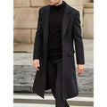 Men's Slim-Fit Trench Wool Overcoat with Notched Lapel and Long Dress Length - Image 1