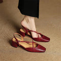 Men's Slingback Block Heels with Square Toe and Adjustable Buckle Strap - Image 1