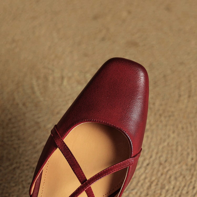 Men's Slingback Block Heels with Square Toe and Adjustable Buckle Strap - Image 5