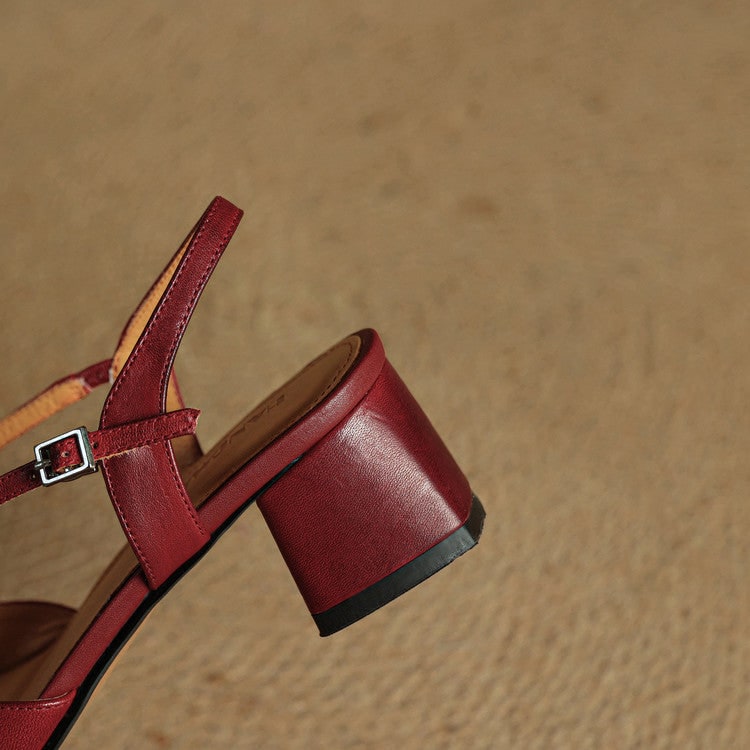 Men's Slingback Block Heels with Square Toe and Adjustable Buckle Strap - Image 6