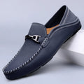 Men's Slip on Leather Loafers for Driving with Moc Toe and Contrast Stitching - Image 1