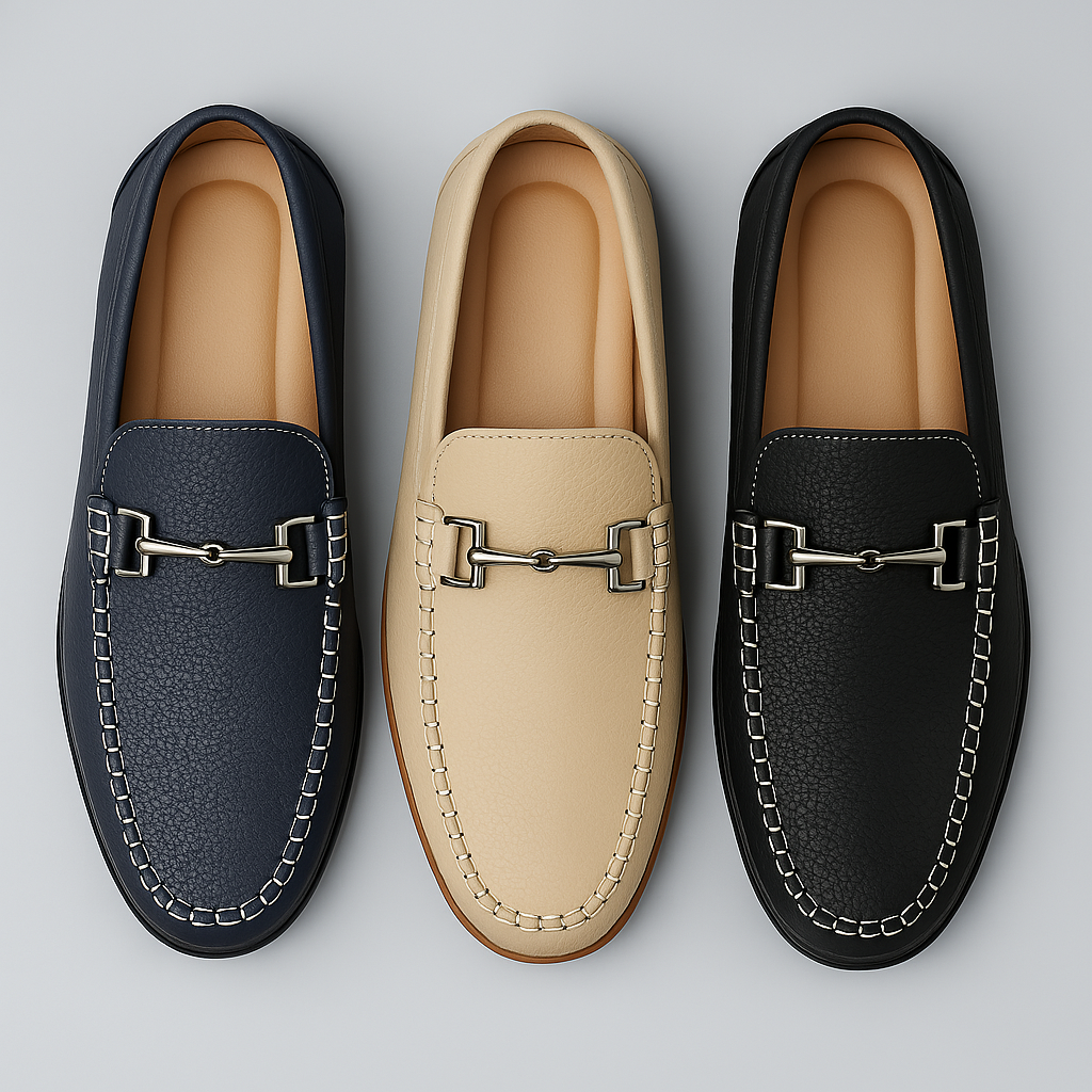 Men's Slip on Leather Loafers for Driving with Moc Toe and Contrast Stitching - Image 10