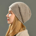 Men's Slouchy Cashmere Knit Beanie Cap with Rolled Edge - Image 1
