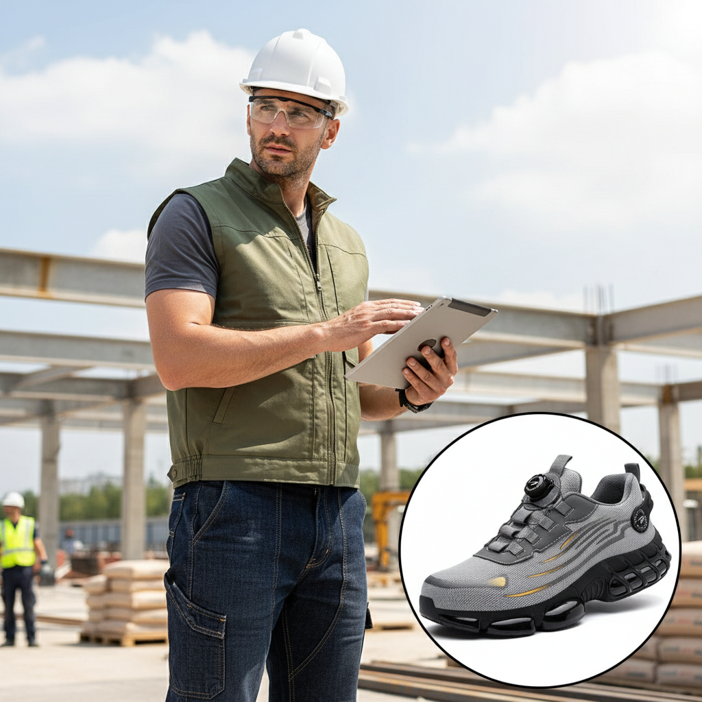 Men's Steel Toe Shoes Safety Sneakers with Rotary Dial Lacing and Reinforced Cap - Image 6