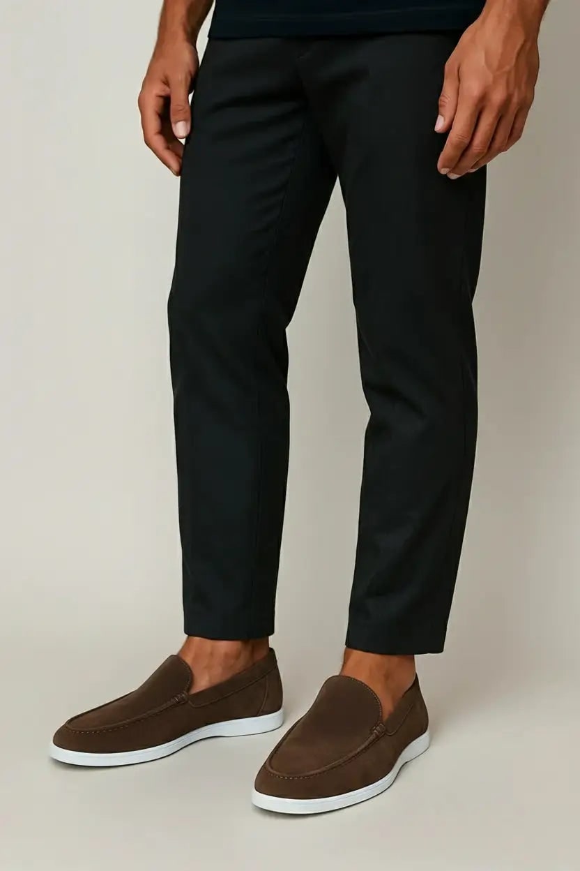 Men's Suede Slip on Loafers with Moc Toe Stitching and Rubber Sole - Image 10