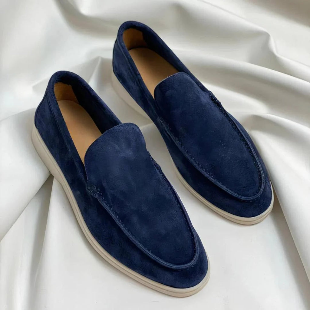 Men's Suede Slip on Loafers with Moc Toe Stitching and Rubber Sole - Image 4