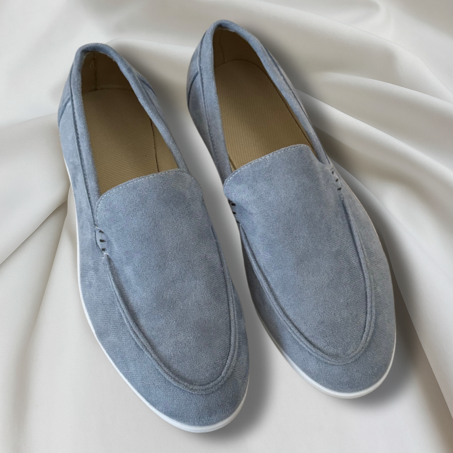 Men's Suede Slip on Loafers with Moc Toe Stitching and Rubber Sole - Image 6