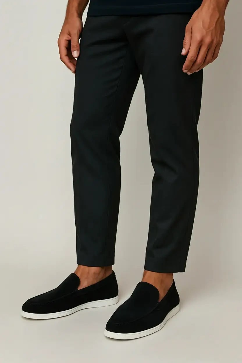 Men's Suede Slip on Loafers with Moc Toe Stitching and Rubber Sole - Image 7