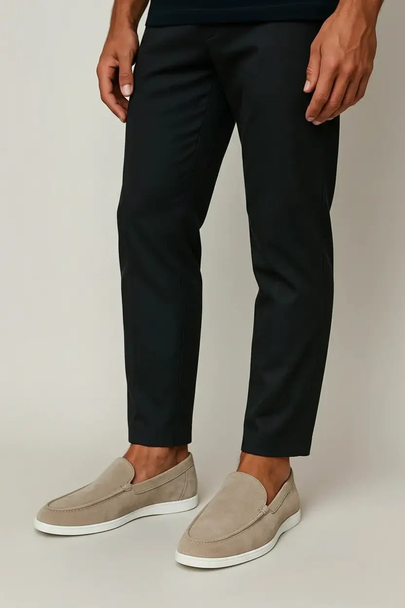 Men's Suede Slip on Loafers with Moc Toe Stitching and Rubber Sole - Image 8