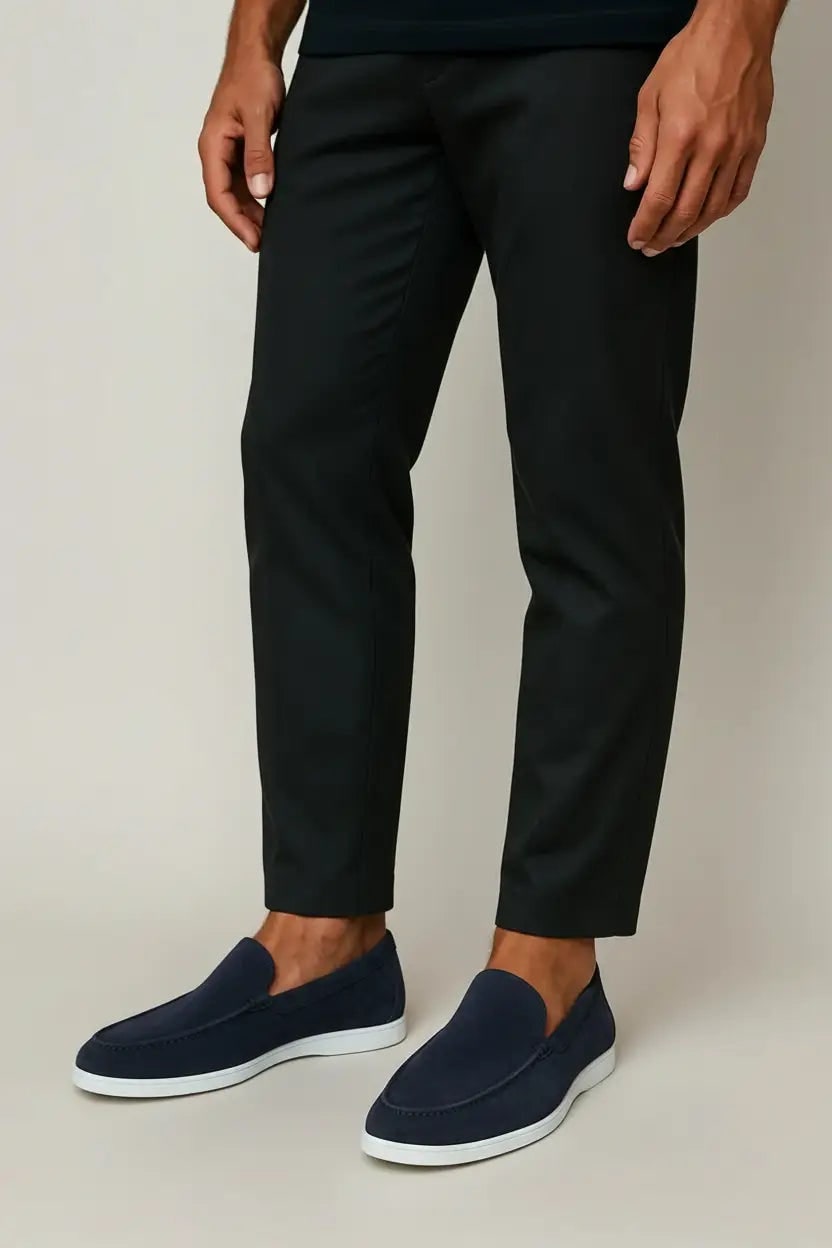 Men's Suede Slip on Loafers with Moc Toe Stitching and Rubber Sole - Image 9