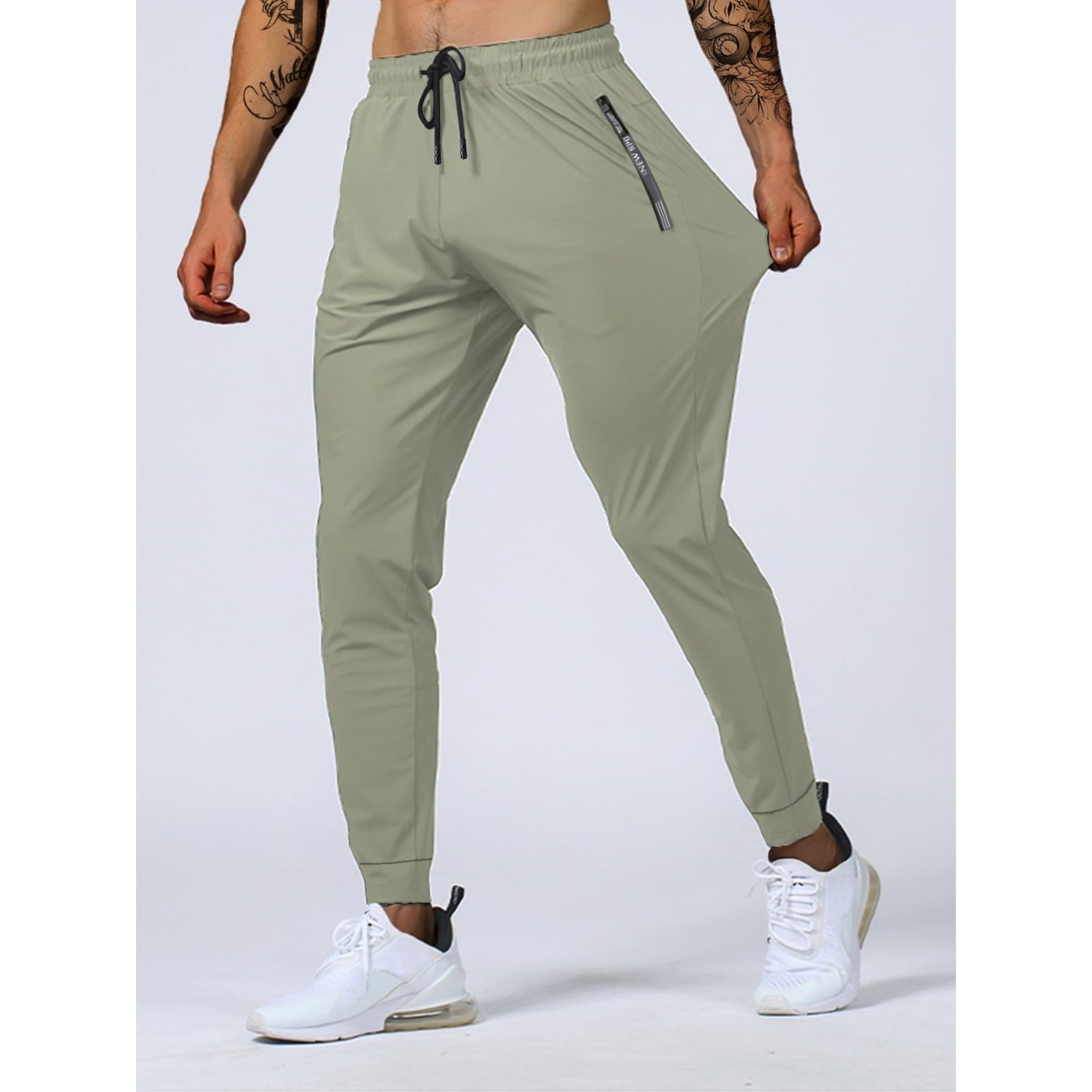 Men's Sweatpants Athletic Joggers with Zippered Pockets and Stretch - Image 2