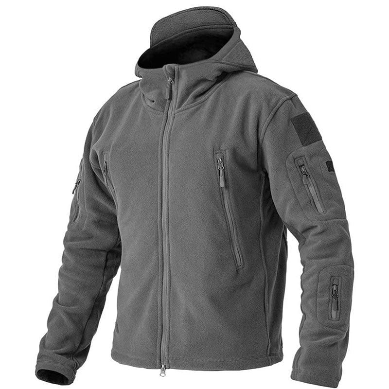 Men's Tactical Full Zip Hooded Fleece Jacket with Windproof Pockets - Image 10