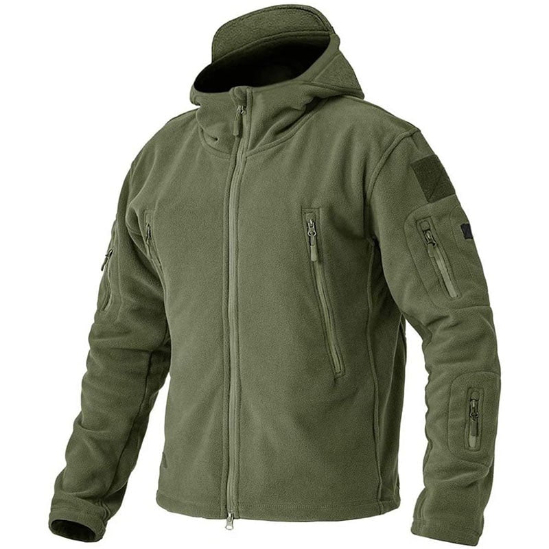 Men's Tactical Full Zip Hooded Fleece Jacket with Windproof Pockets - Image 4