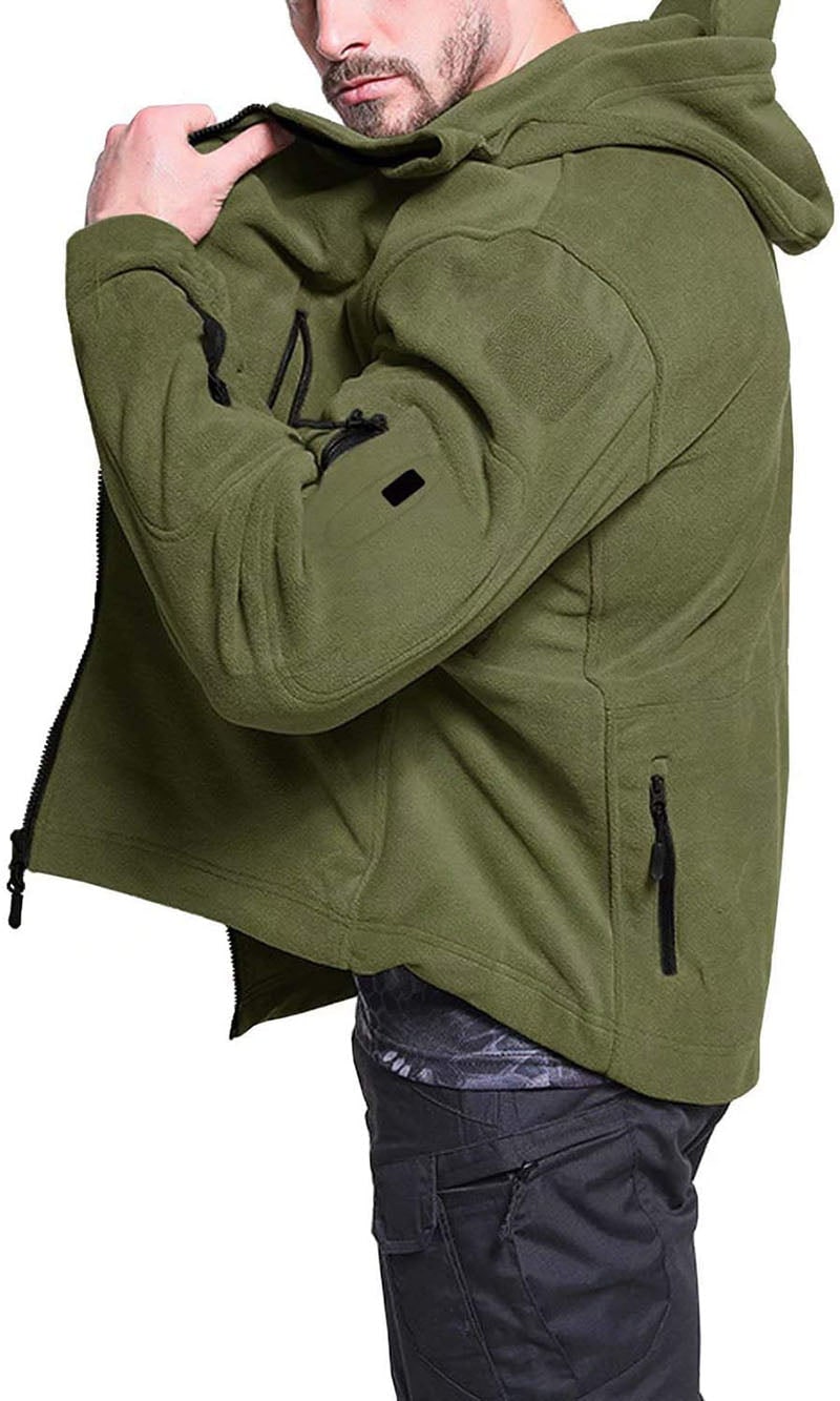 Men's Tactical Full Zip Hooded Fleece Jacket with Windproof Pockets - Image 6
