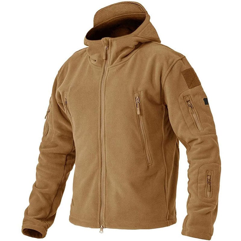Men's Tactical Full Zip Hooded Fleece Jacket with Windproof Pockets - Image 9