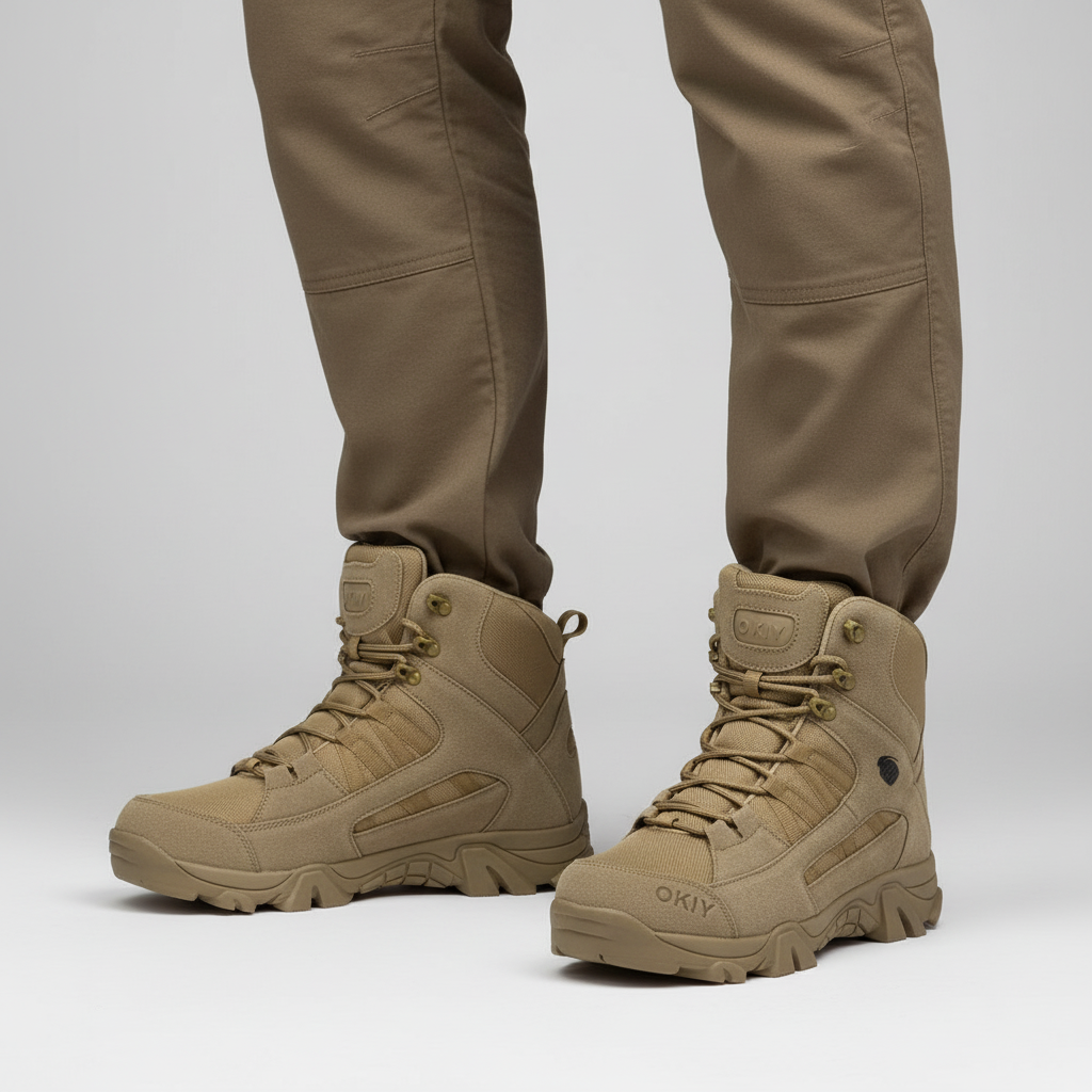 Men's Tactical Steel Toe Boots Waterproof Lace-Up with Padded Ankle Collar - Image 1