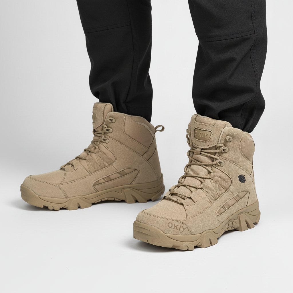 Men's Tactical Steel Toe Boots Waterproof Lace-Up with Padded Ankle Collar - Image 3
