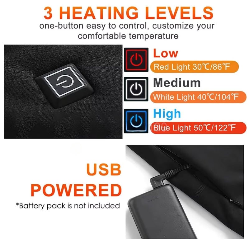 Mens Thermal Underwear Long Base Layer Pants Heated Rechargeable USB - Image 2
