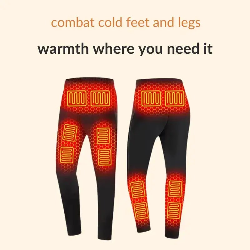 Mens Thermal Underwear Long Base Layer Pants Heated Rechargeable USB - Image 4