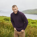 Men's Turtleneck Cable Knit Merino Wool Sweater with Roll Neck and Chunky Texture - Image 9