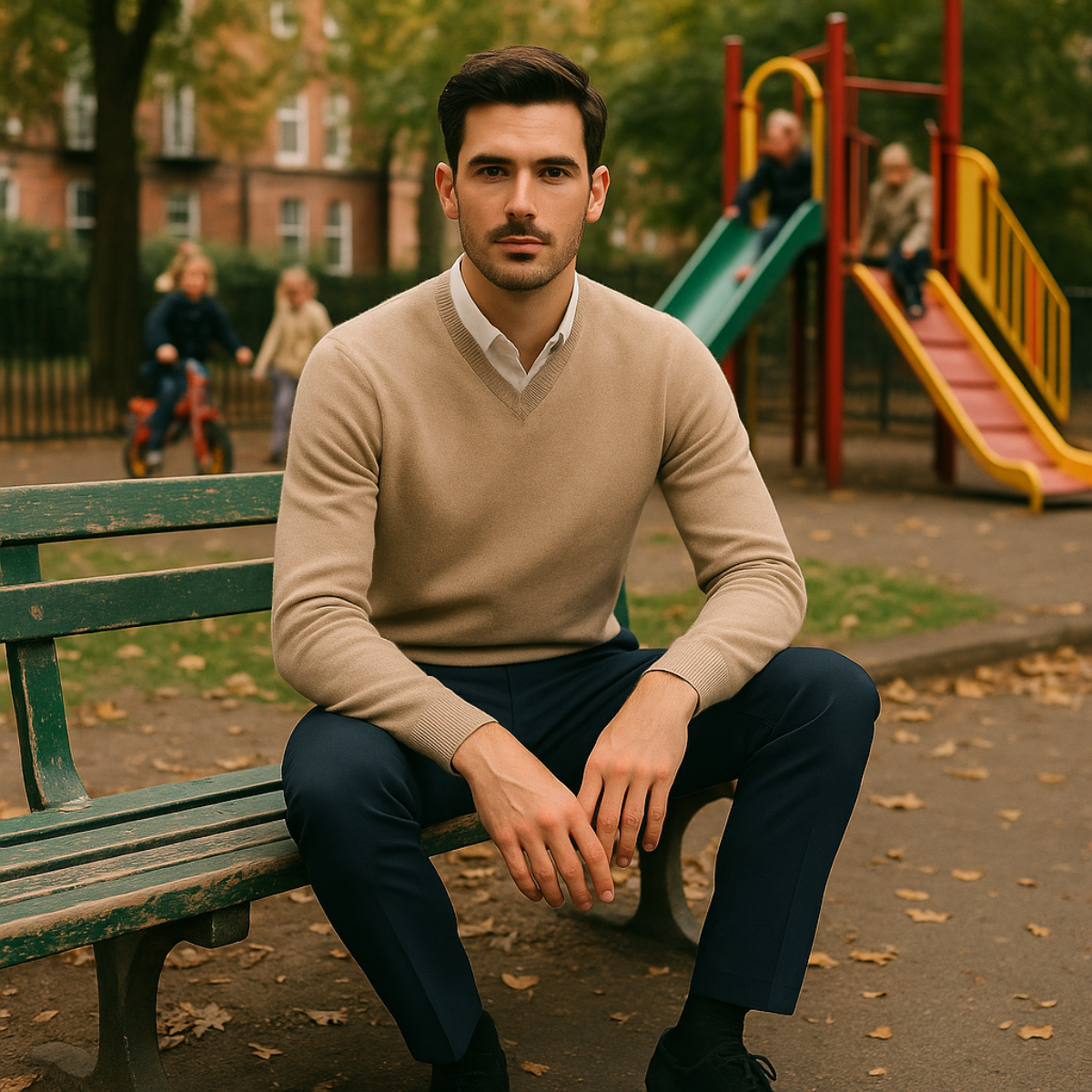 Men's V Neck Quarter Zip Slim Fit Sweater with Fine Knit Ribbed Details - Image 15
