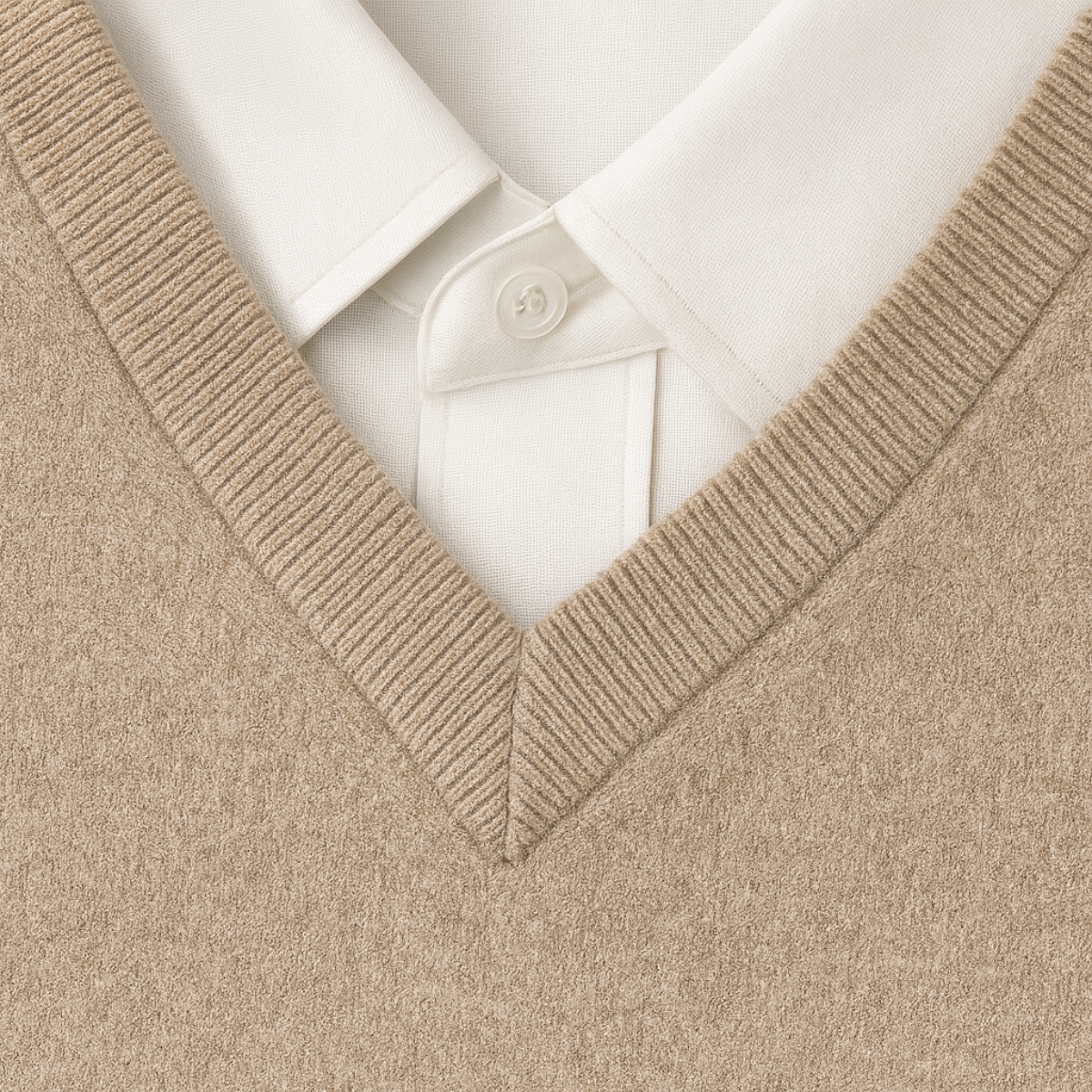 Men's V Neck Quarter Zip Slim Fit Sweater with Fine Knit Ribbed Details - Image 3