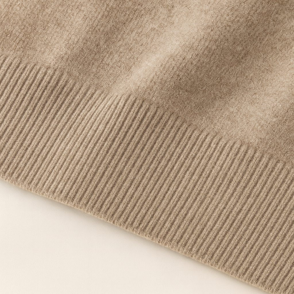 Men's V Neck Quarter Zip Slim Fit Sweater with Fine Knit Ribbed Details - Image 4