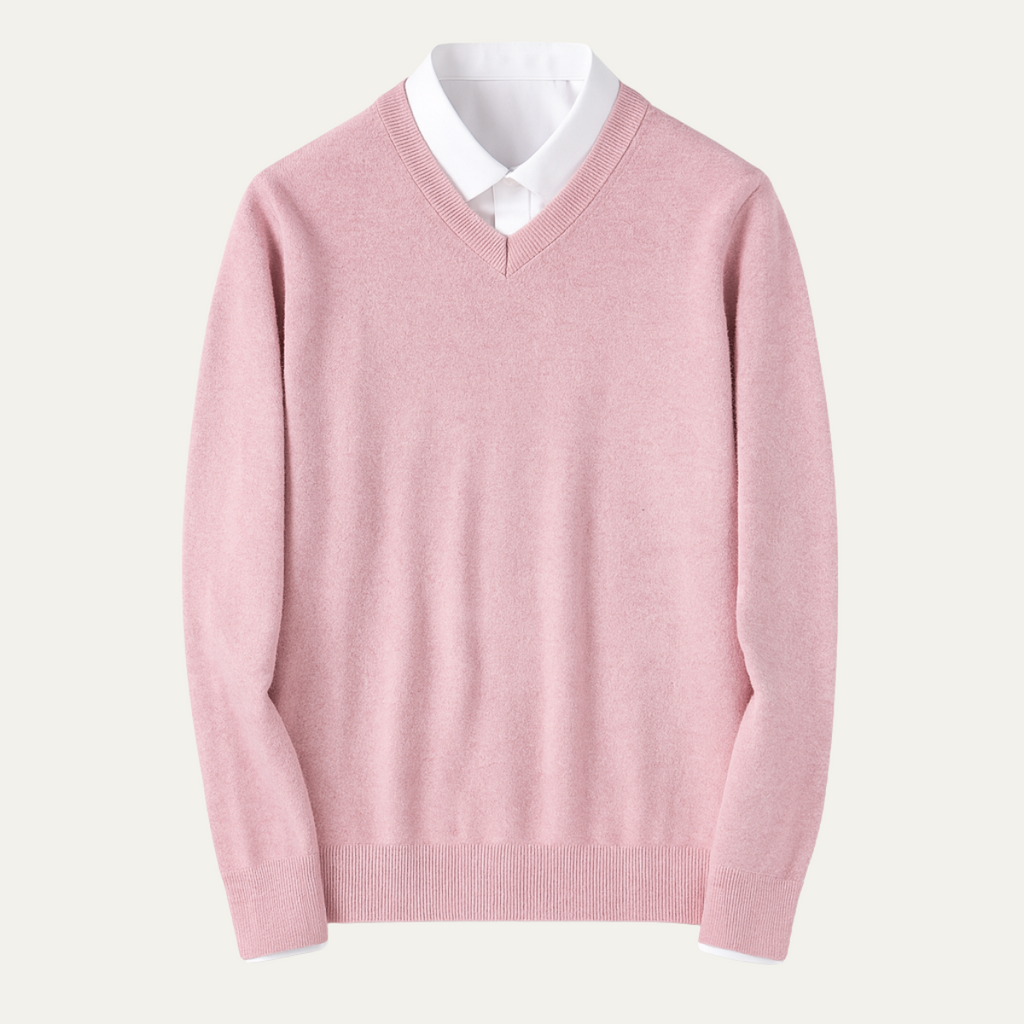 Men's V Neck Quarter Zip Slim Fit Sweater with Fine Knit Ribbed Details - Image 6