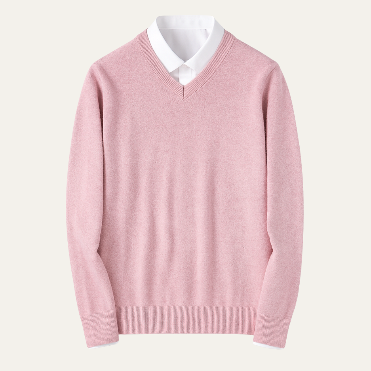 Men's V Neck Quarter Zip Slim Fit Sweater with Fine Knit Ribbed Details - Image 6