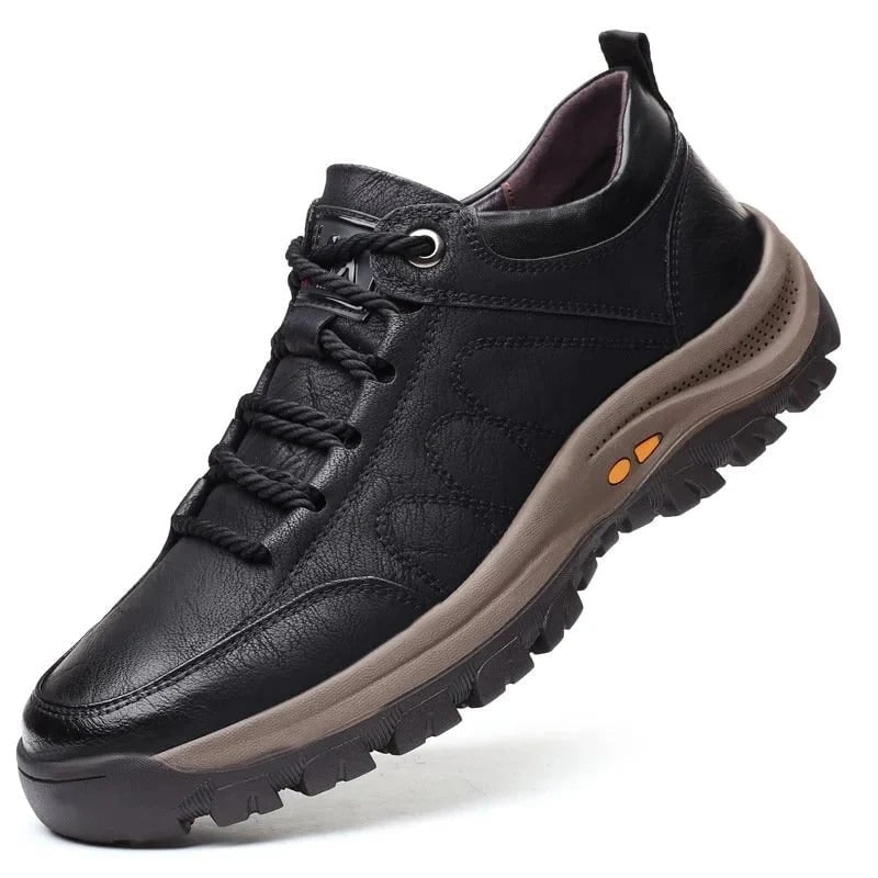 Men's Walking Shoes Low Top Leather Lace Up with Lugged Sole - Image 1