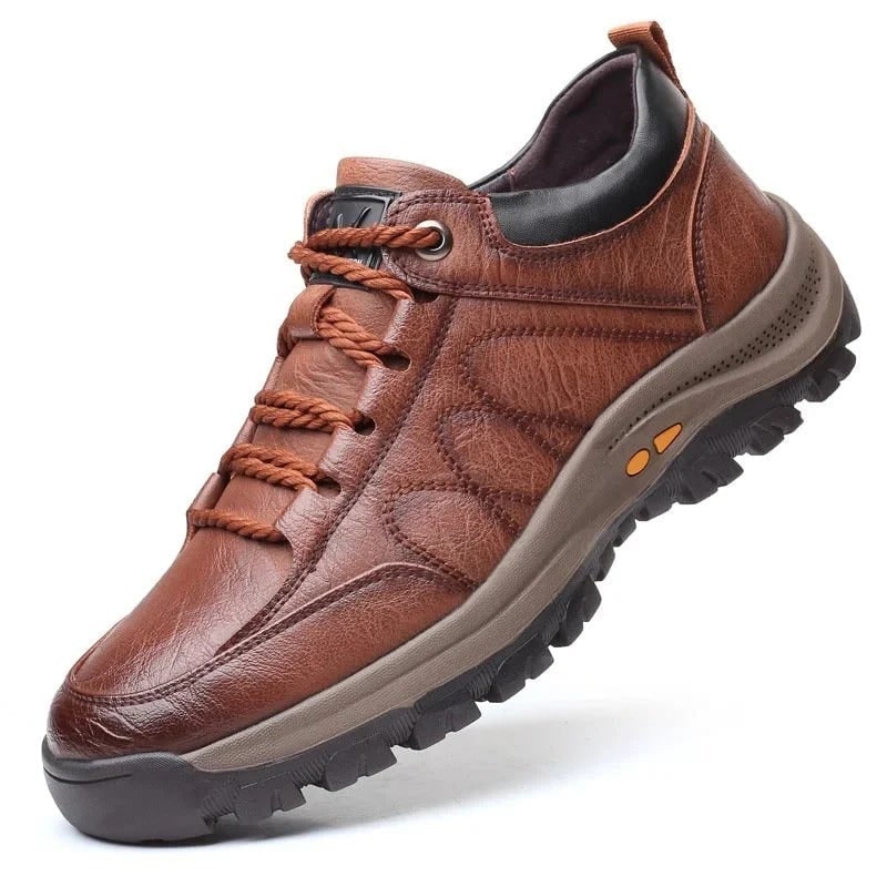 Men's Walking Shoes Low Top Leather Lace Up with Lugged Sole - Image 2