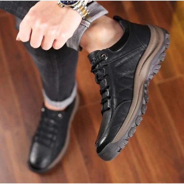 Men's Walking Shoes Low Top Leather Lace Up with Lugged Sole - Image 5