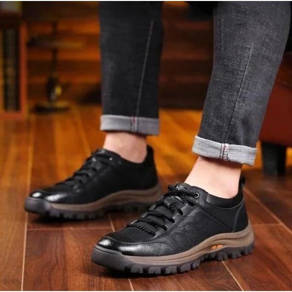 Men's Walking Shoes Low Top Leather Lace Up with Lugged Sole - Image 9